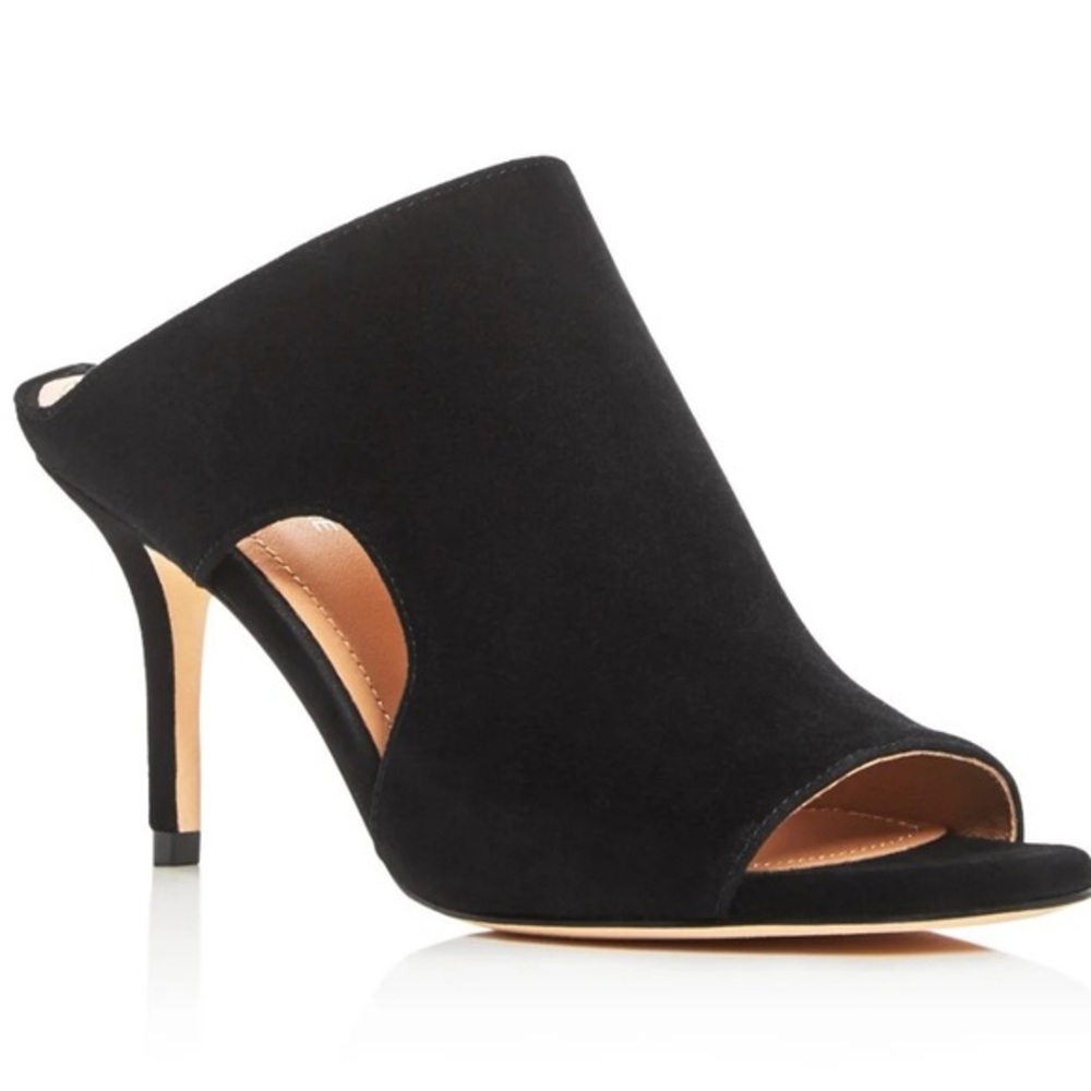 Pour La Victoire Black Mules with Elegant Cut-Out